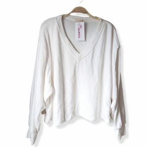 Revolve x Maronie fleece long sleeve v-neck top women's sz L